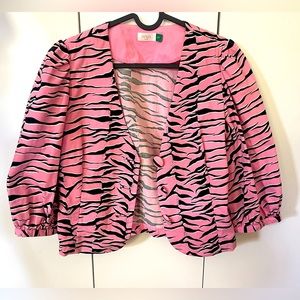 Rixo pink zebra stripe shirt jacket